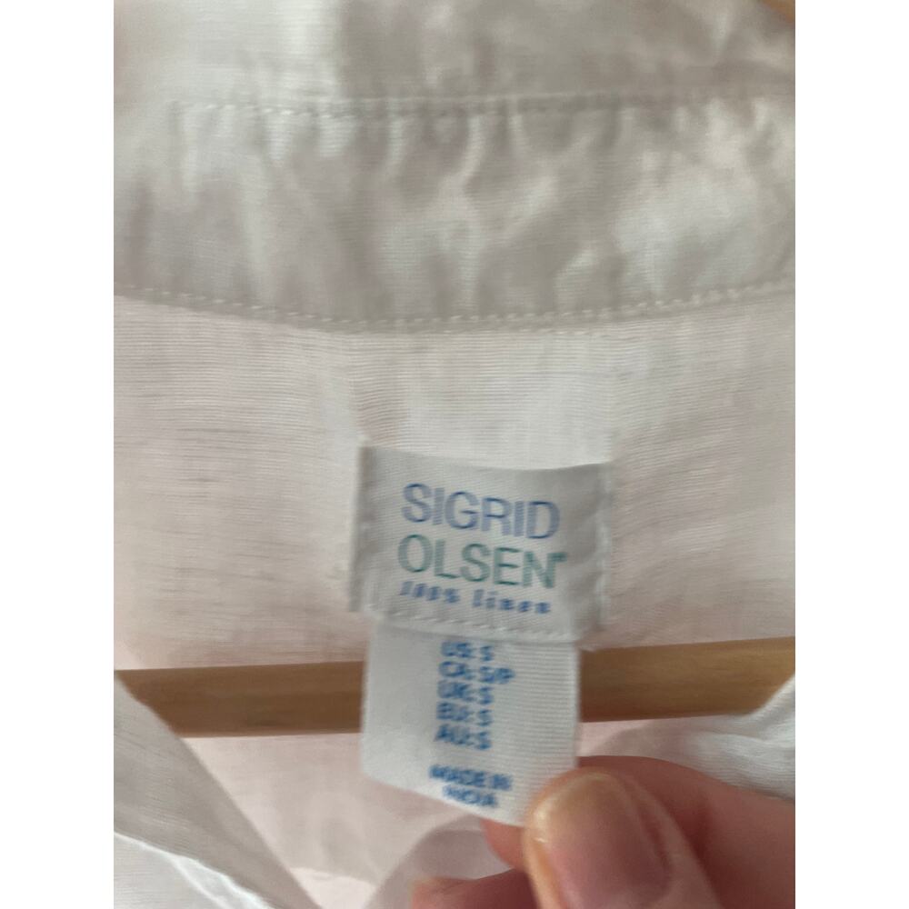 Sigrid Olson White Linen Button Up With Shell But… - image 4